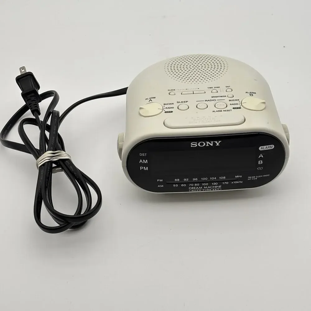 Sony Dream Machine AM/FM Dual Alarm Clock Radio White # ICF-C318 Tested - Works